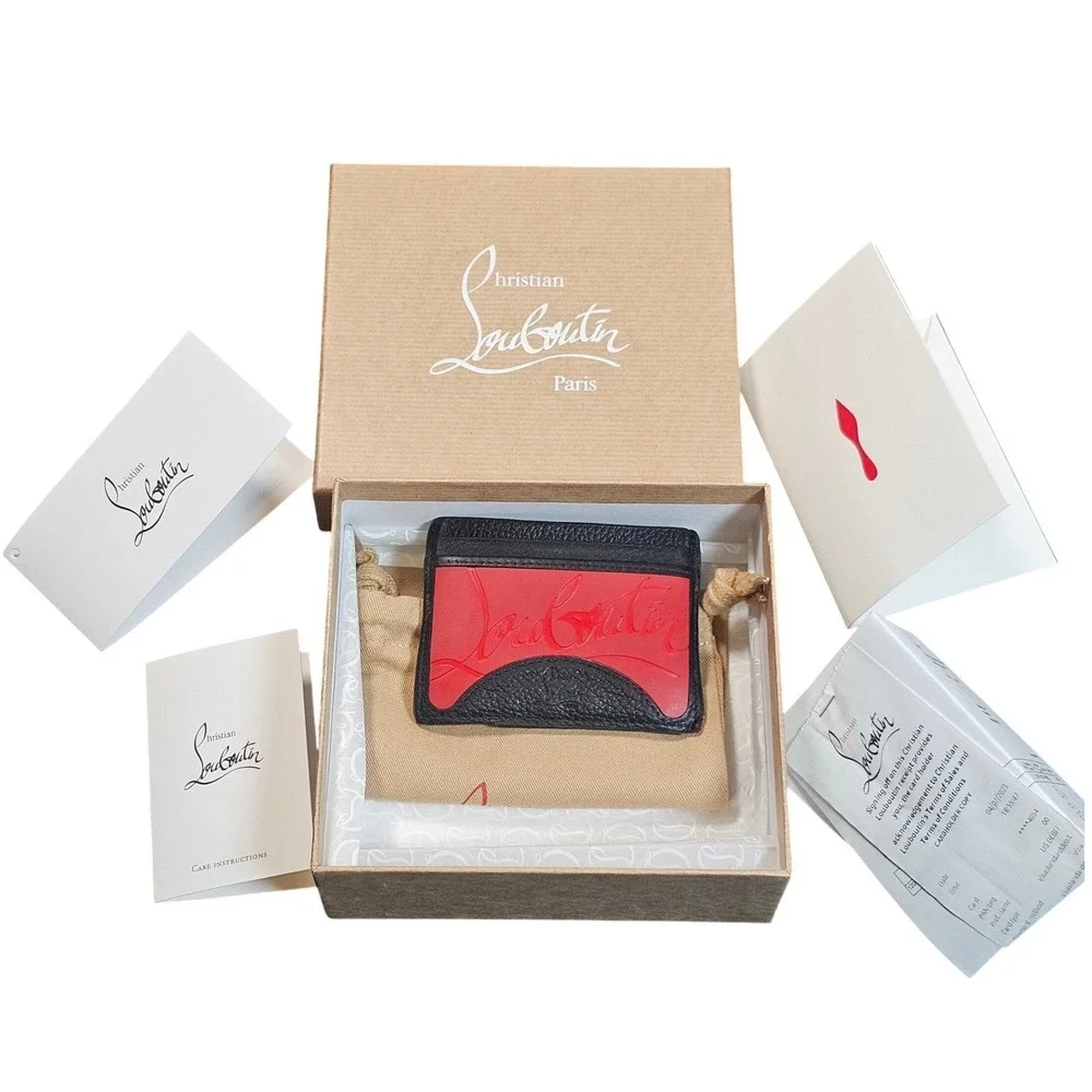 Christian Louboutin Red & Black Leather Card Holder